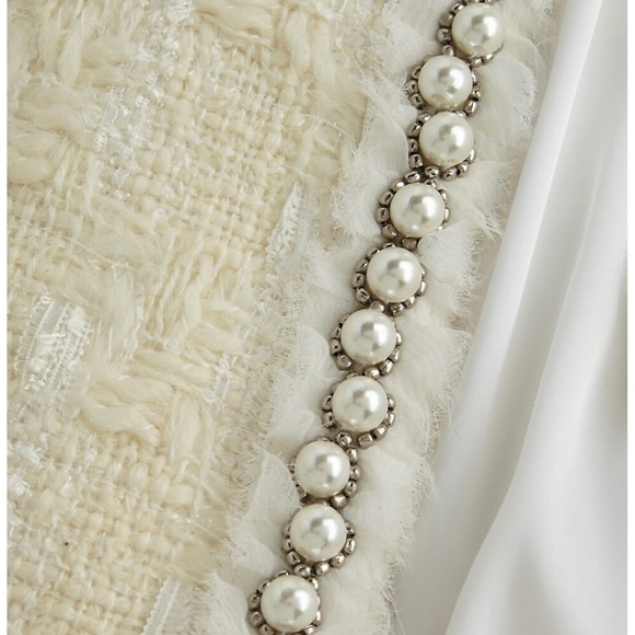 Alice + Olivia Andreas Tweed Pearl Trim Jacket - Picture 8 of 8